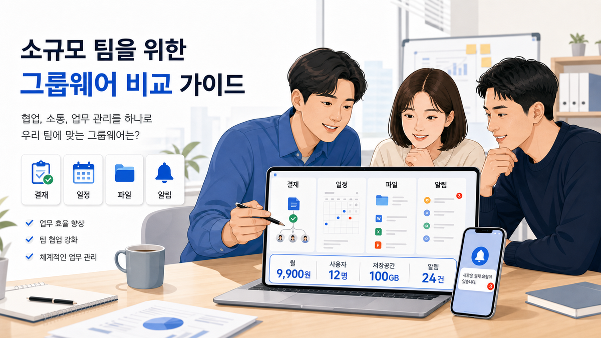 작은 팀 그룹웨어, 기능표보다 실제 하루 업무로 비교하세요 커버 이미지