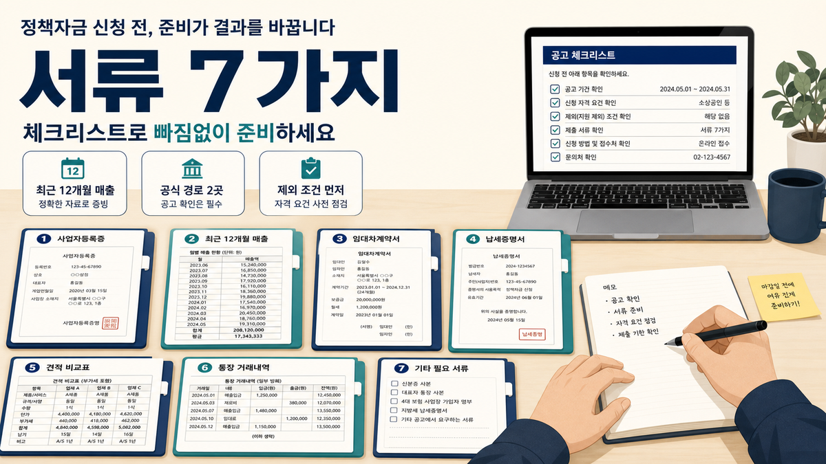 정책자금 신청 전, 사업자가 먼저 정리할 7가지 서류 커버 이미지