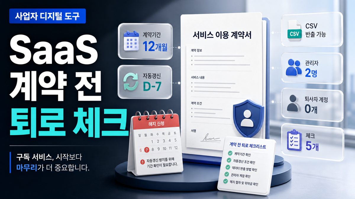 SaaS 계약 전, 해지와 데이터 반출 조건을 먼저 보세요 커버 이미지